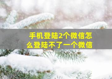 手机登陆2个微信怎么登陆不了一个微信