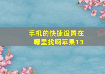 手机的快捷设置在哪里找啊苹果13