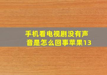 手机看电视剧没有声音是怎么回事苹果13