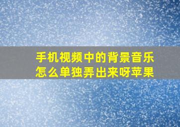 手机视频中的背景音乐怎么单独弄出来呀苹果