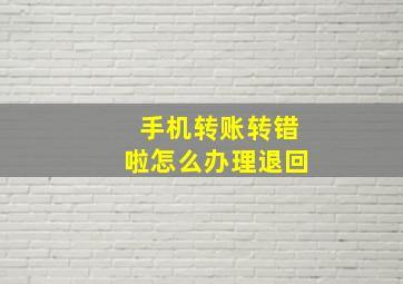 手机转账转错啦怎么办理退回