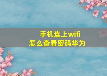 手机连上wifi怎么查看密码华为