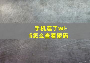 手机连了wi-fi怎么查看密码