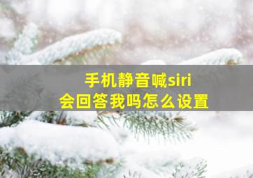 手机静音喊siri会回答我吗怎么设置