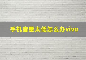 手机音量太低怎么办vivo