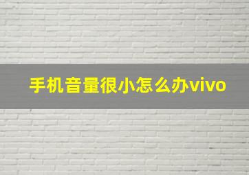 手机音量很小怎么办vivo