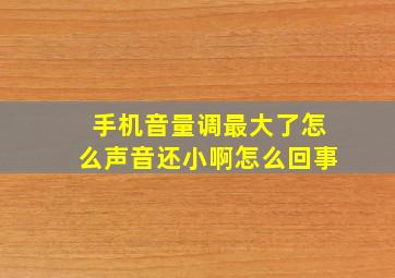 手机音量调最大了怎么声音还小啊怎么回事