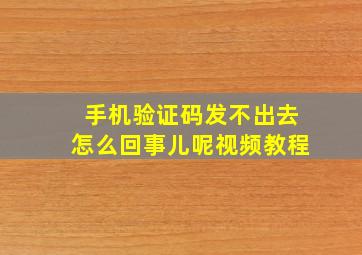 手机验证码发不出去怎么回事儿呢视频教程