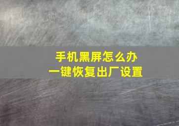 手机黑屏怎么办一键恢复出厂设置