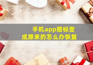 手机app图标变成原来的怎么办恢复