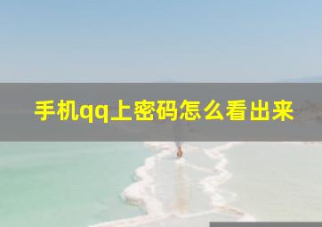 手机qq上密码怎么看出来