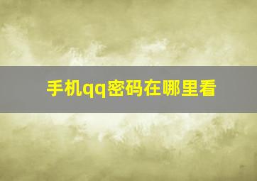 手机qq密码在哪里看