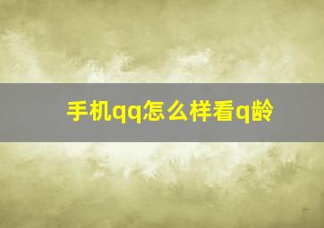 手机qq怎么样看q龄