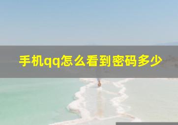 手机qq怎么看到密码多少