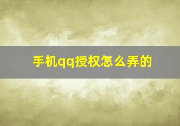 手机qq授权怎么弄的