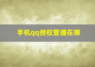 手机qq授权管理在哪