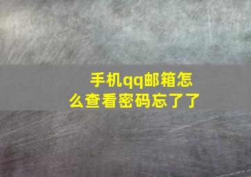 手机qq邮箱怎么查看密码忘了了