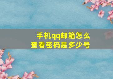 手机qq邮箱怎么查看密码是多少号