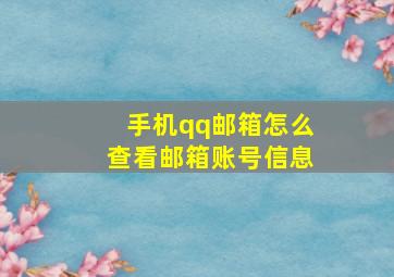 手机qq邮箱怎么查看邮箱账号信息