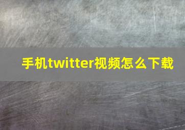 手机twitter视频怎么下载