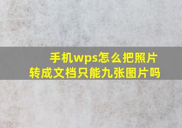 手机wps怎么把照片转成文档只能九张图片吗