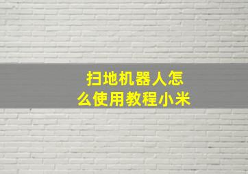 扫地机器人怎么使用教程小米