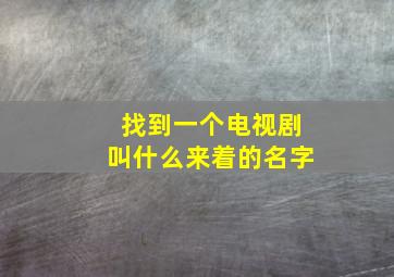 找到一个电视剧叫什么来着的名字