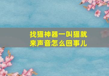 找猫神器一叫猫就来声音怎么回事儿