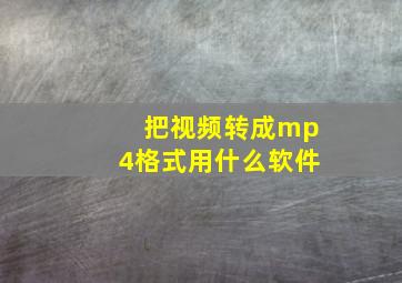 把视频转成mp4格式用什么软件