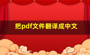 把pdf文件翻译成中文