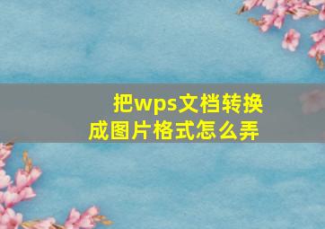 把wps文档转换成图片格式怎么弄