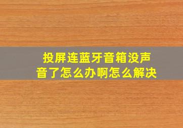 投屏连蓝牙音箱没声音了怎么办啊怎么解决