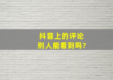 抖音上的评论别人能看到吗?