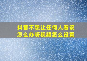 抖音不想让任何人看该怎么办呀视频怎么设置