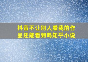 抖音不让别人看我的作品还能看到吗知乎小说