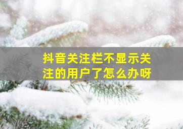 抖音关注栏不显示关注的用户了怎么办呀