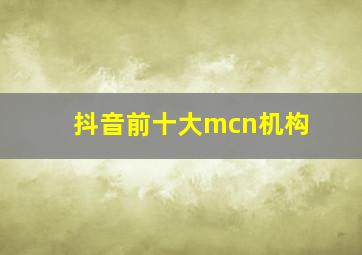 抖音前十大mcn机构