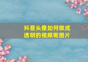 抖音头像如何做成透明的视频呢图片