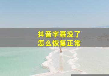 抖音字幕没了怎么恢复正常