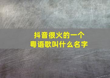 抖音很火的一个粤语歌叫什么名字