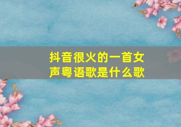 抖音很火的一首女声粤语歌是什么歌