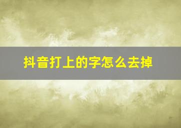 抖音打上的字怎么去掉