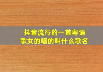 抖音流行的一首粤语歌女的唱的叫什么歌名