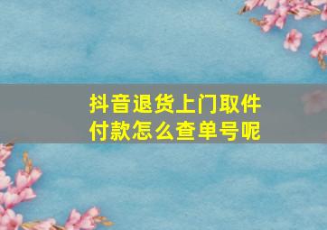 抖音退货上门取件付款怎么查单号呢