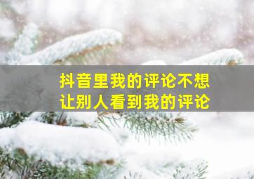 抖音里我的评论不想让别人看到我的评论