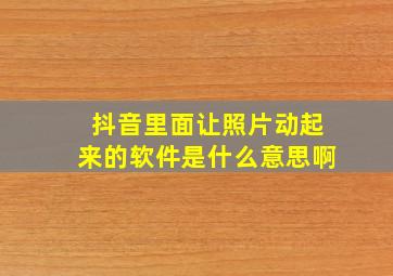 抖音里面让照片动起来的软件是什么意思啊