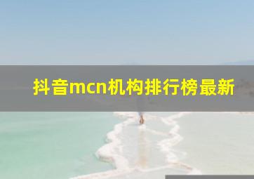 抖音mcn机构排行榜最新