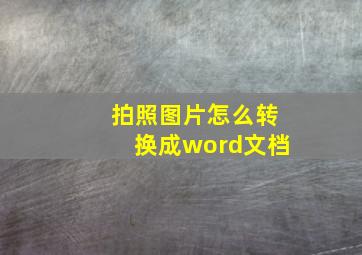 拍照图片怎么转换成word文档