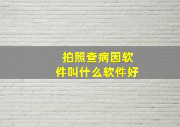 拍照查病因软件叫什么软件好