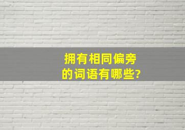 拥有相同偏旁的词语有哪些?